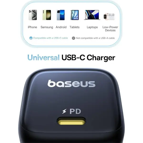 OS-Baseus PicoGo GaN Fast Charger 1C 45W EU Cosmic Black image 2