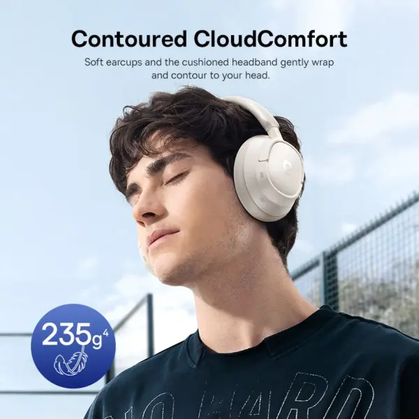 سماعة رأس لاسلكية بيسوس باص BH1 NC لايت مع عزل الضوضاء - أوف وايت (Baseus Bass BH1 NC Lite) image 4