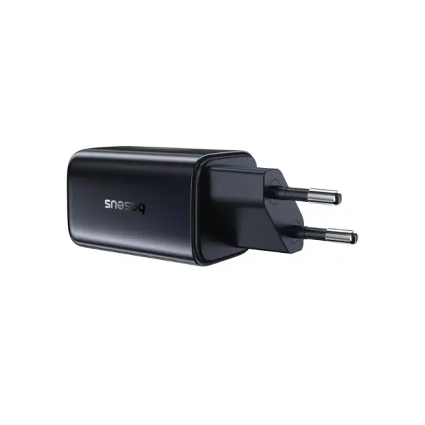 شاحن سريع بيسوس بيكوجو AN13 بقوة 45 واط منفذين Type-C قابس أوروبي - أسود كوني (Baseus PicoGo AN13 Fast Charger 2C 45W EU Cosmic Black) image 1