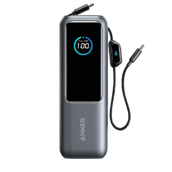 باور بنك أنكر زولو 25000mAh بقدرة 165W وكابلات Type-C مدمجة - أسود image 2