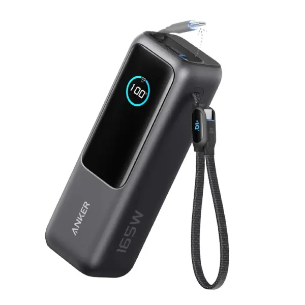 باور بنك أنكر زولو 25000mAh بقدرة 165W وكابلات Type-C مدمجة - أسود image 1