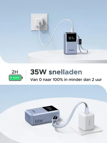 باور بنك يوجرين 10000 مللي أمبير 55 واط بكابل USB-C مدمج P727 - أزرق image 6