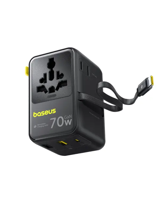 OS-Baseus EnerCore CG11 Universal Travel Adapter with 
Retractable Cable 2AC+2U+1C 70W Cosmic Black image 5