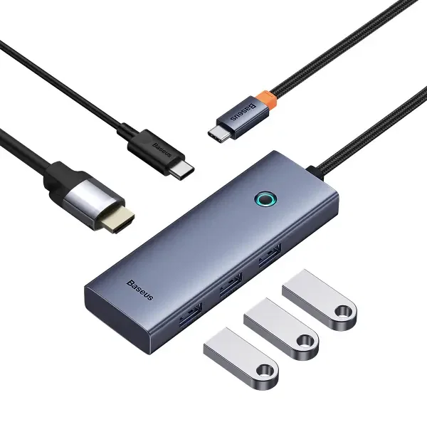 موزع منافذ بيسوس Baseus UltraJoy بـ 5 منافذ من Type-C - لون رمادي (ضمان سنتين) image 0