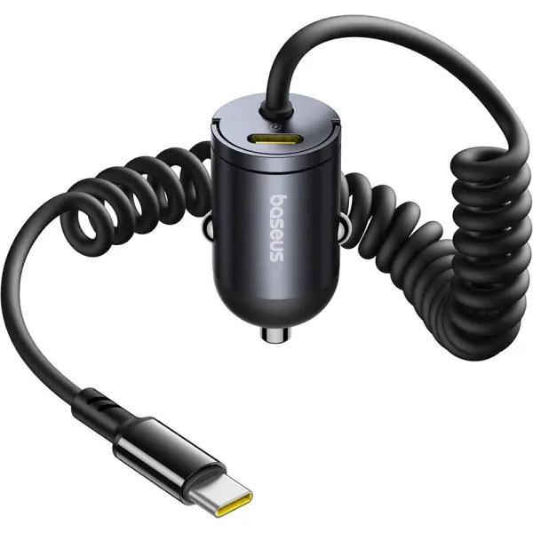 Baseus Tiny Star Mini Car Charger (C+C Cable Included) 30W Cosmic Black image 0
