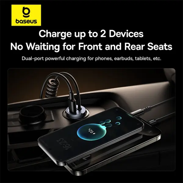 Baseus Tiny Star Mini Car Charger (C+C Cable Included) 30W Cosmic Black image 9
