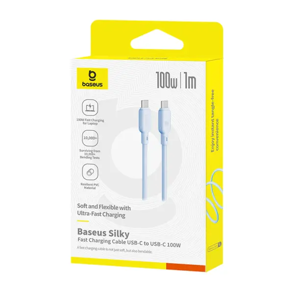 Baseus Silky Series Fast Charging Cable Type-C to Type-C 100W 2m Moon White image 1