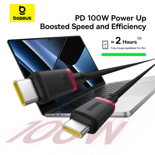 Baseus Dura Series Fast Charging Cable Type-C to Type-C 100W 2m Red+Black image 2
