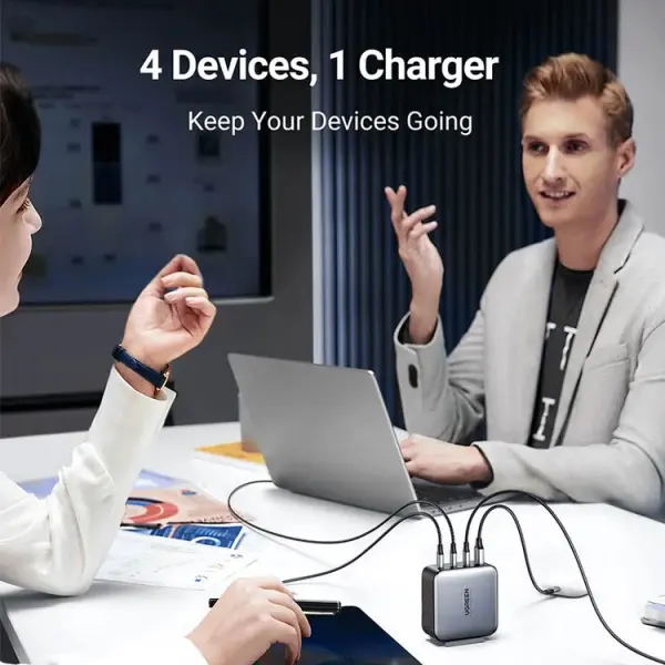 شاحن يوجرين نكسود 100 واط 4 منافذ GaN Fast Charger CD226 - أسود image 4
