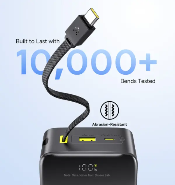  باور بنك بيسوس إنرفيل FC51 بيباو 2 برو شاشة رقمية بكابل مدمج 30000mAh بقدرة 22.5W - أسود كويكبي image 2