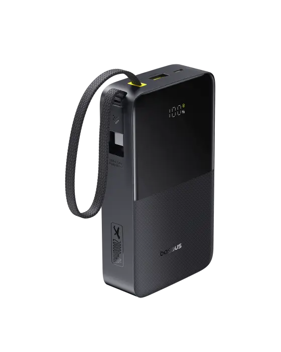 OS-Baseus EnerFill FC51 Bipow2 Pro Digital Display Power Bank  with Built-in Cable 20000mAh 22.5W Cosmic Black image 0