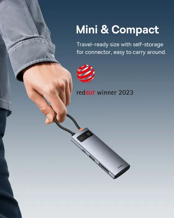 موزع منافذ بيسوس Baseus Metal Gleam جيل جديد 7 في 1 منفذ Type-C - لون رمادي  image 7