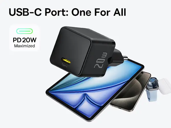 Baseus Palm Fast Charger 1C 20W EU Cluster Black  (with Baseus Mini White Cable USB-C to USB-C 60W (20V/3A) 1m Cluster Black) image 3
