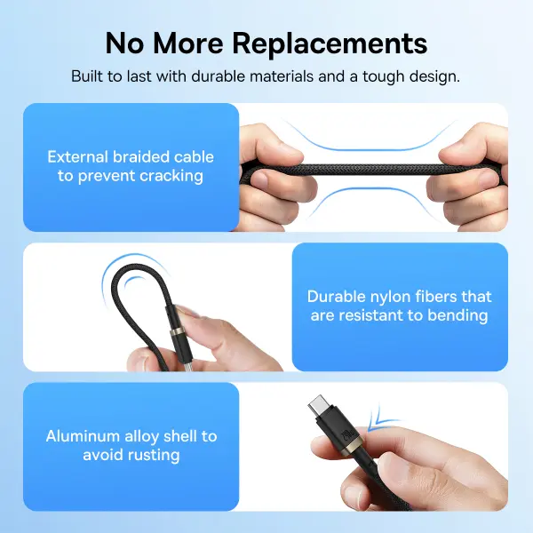 Baseus Dura Fast Charging Data Cable USB-C to USB-C 240W 1m Gold Black image 5