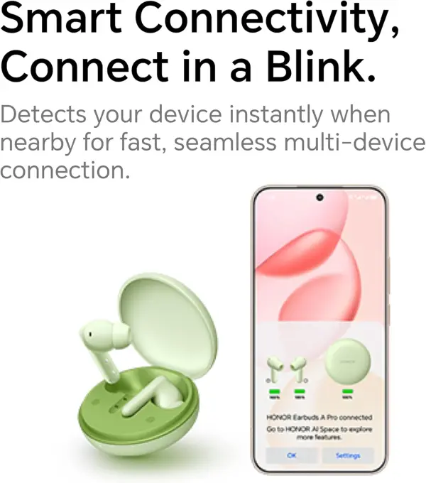 هونور سماعة أذن لاسلكية Earbuds A Pro مع ميزة إلغاء الضوضاء النشط 49dB - لون أبيض image 9
