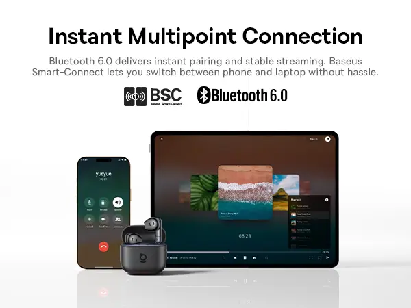 سماعة بلوتوث بيسوس Baseus BS2-Lite TWS ابيض ضمان سنتين image 6