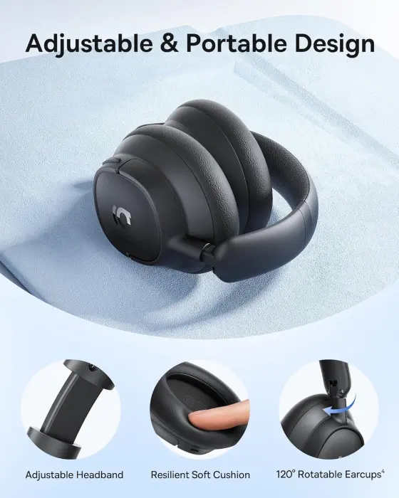سماعة بايسوس Bass BH1 NC لايت لاسلكية بخاصية إلغاء الضوضاء رمادي فضائي image 4