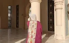 Suede Kaftan with Indian Embroidered Linen image 5