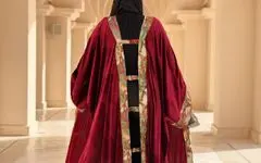 Velvet Abaya with Indian Proquard  image 8