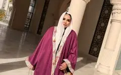 Suede Kaftan with Indian Embroidered Linen image 2