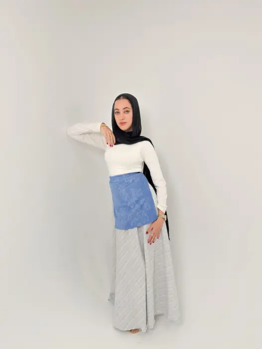 Linen with denim skirt image 1