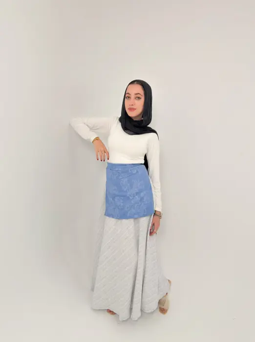 Linen with denim skirt image 2