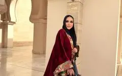 Velvet Abaya with Indian Proquard  image 1