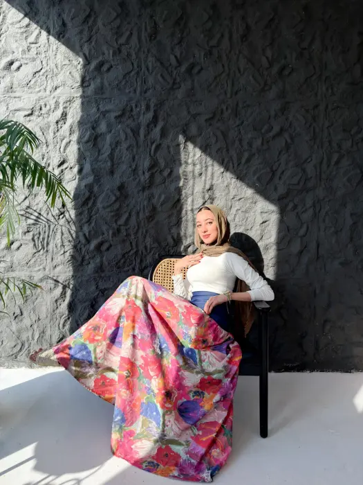 Linen with denim skirt image 3