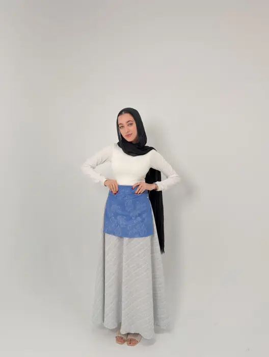 Linen with denim skirt image 0