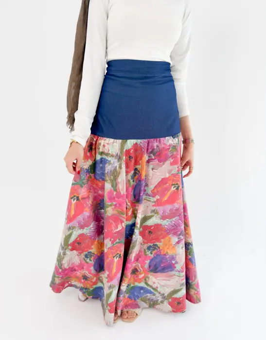 Linen with denim skirt image 5