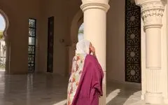 Suede Kaftan with Indian Embroidered Linen image 1