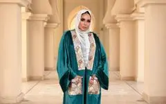 Velvet Abaya with Indian Embroidered Linen image 7