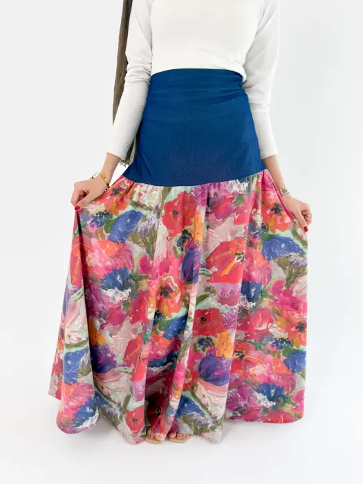 Linen with denim skirt image 6