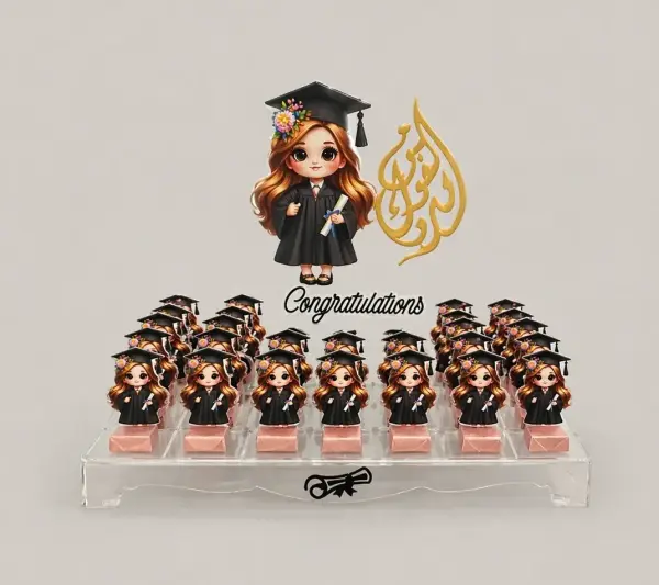  ستاند اكريلك توزيعات شوكولا تخرج بناتي بتصميم دمية خريجة image 0