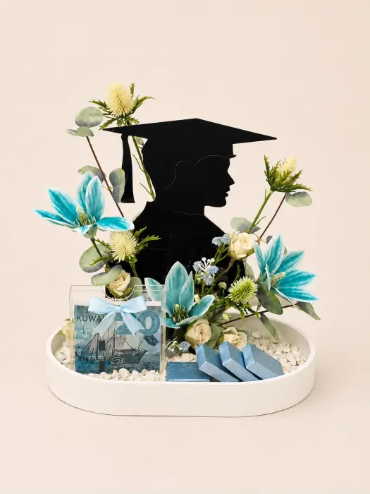 Luxury Graduation Stand with Chocolates & Cash Holder – Blue Theme image 0
