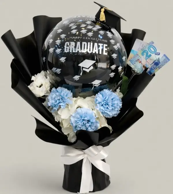  Graduation Balloon Bouquet with Luxury Flowers image 1