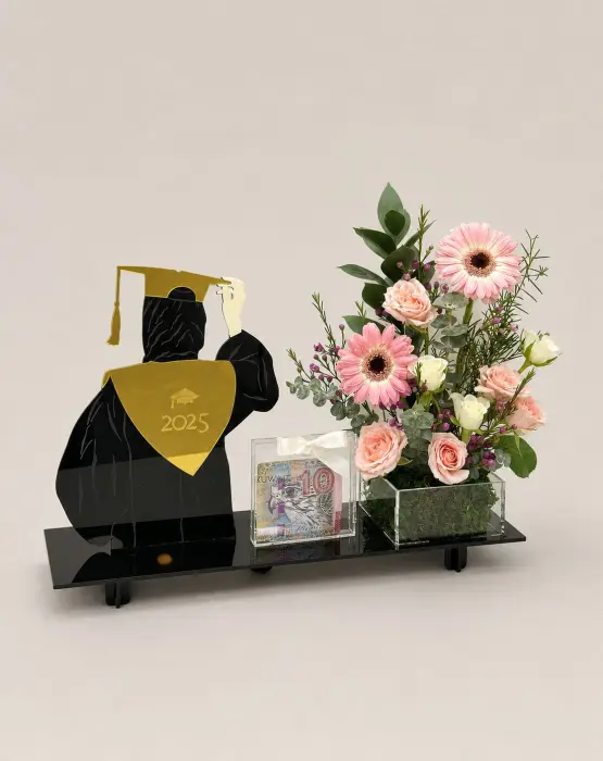  Elegant Graduation Gift with Flowers & Cash Box image 0