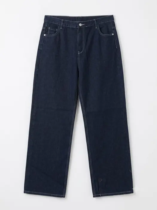 WIDE-LEG DARK BLUE DENIM image 0