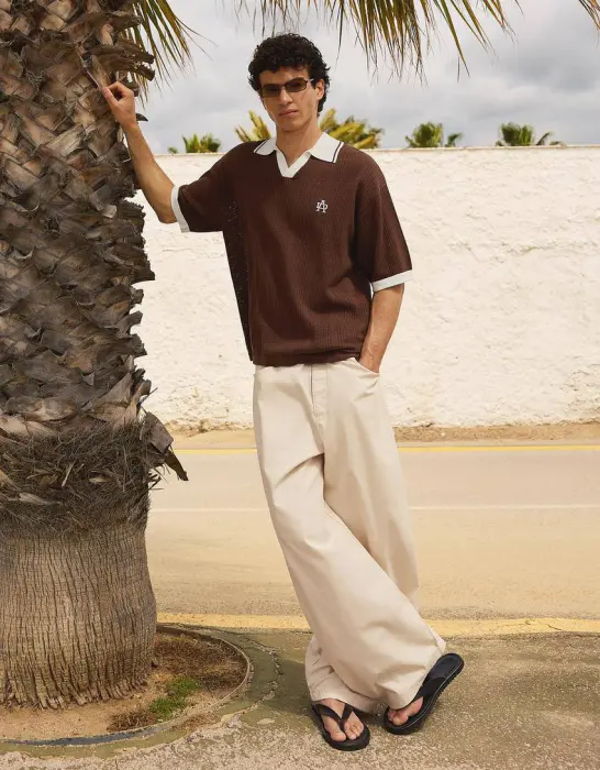BERSHKA LA KNIT POLO T-SHIRT  image 1