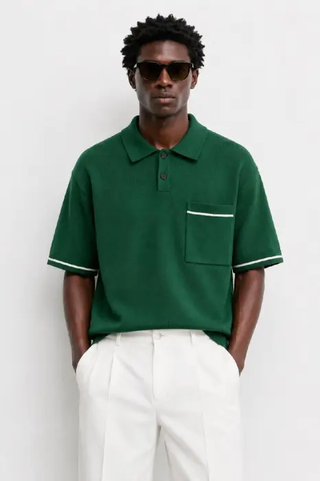 ZARA KNIT POLO WITH POCKET image 0