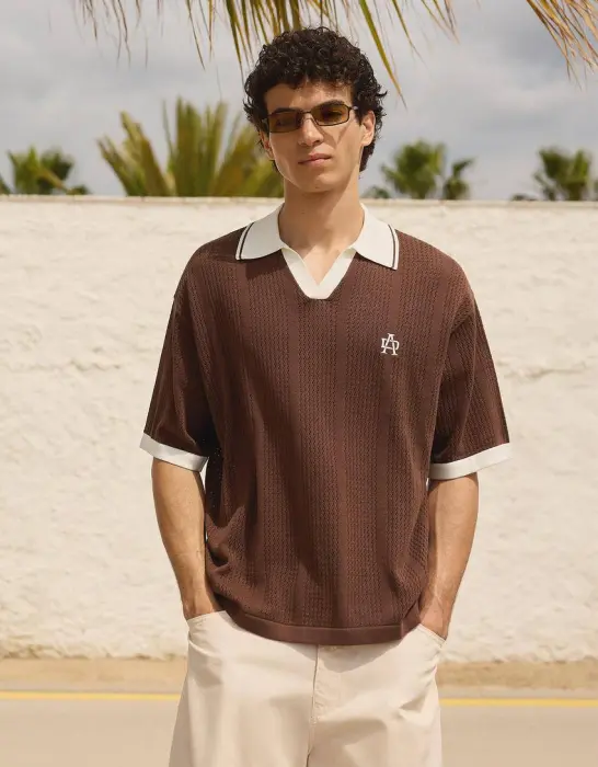 BERSHKA LA KNIT POLO T-SHIRT  image 0