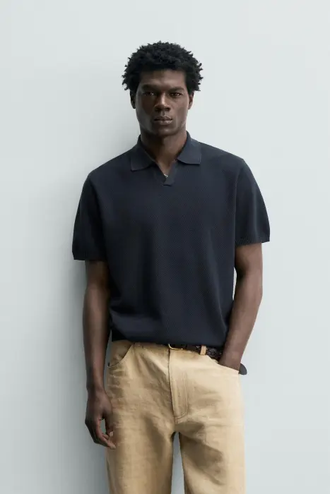 ZARA SLIM-FIT KNIT POLO SHIRT  image 0