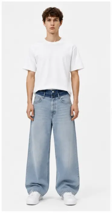 A9 LIGHT BLUE WDE-LEG JEANS  image 2