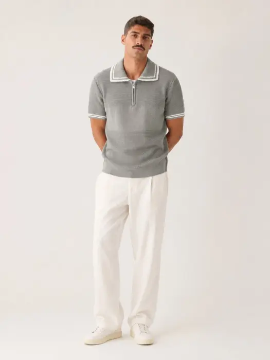 ZARA QUARTER-ZIP KNIT POLO SHIRT  image 0