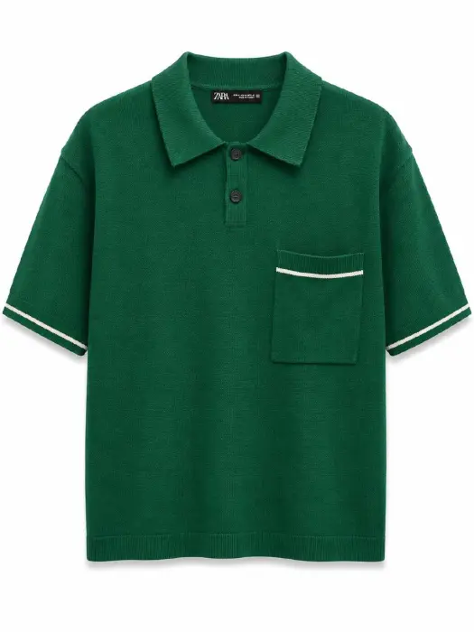 ZARA KNIT POLO WITH POCKET image 1