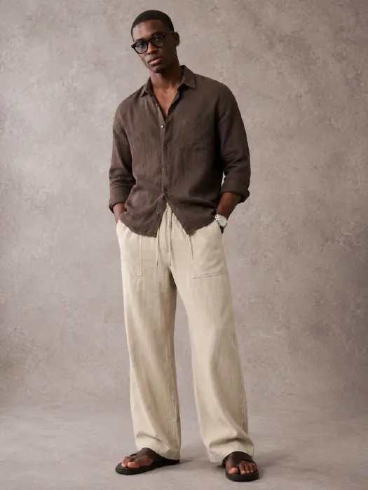 ZARA HARD LINEN PANT WITH POKET  image 1