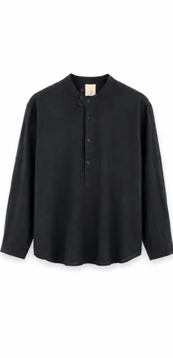 COLARLESS LINEN SHIRT   image 0