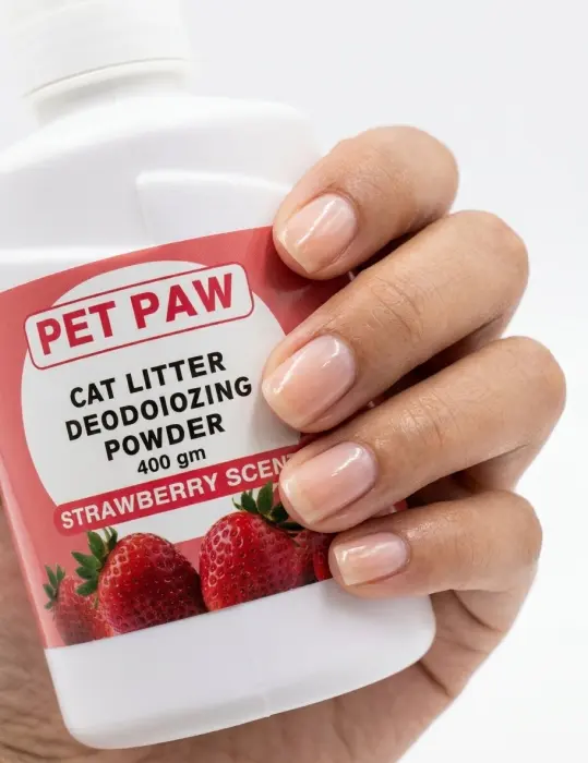 PET PAW -CATLITTER DEODOLOZING POWDER-STRAWBERRY SCENT-400G image 0