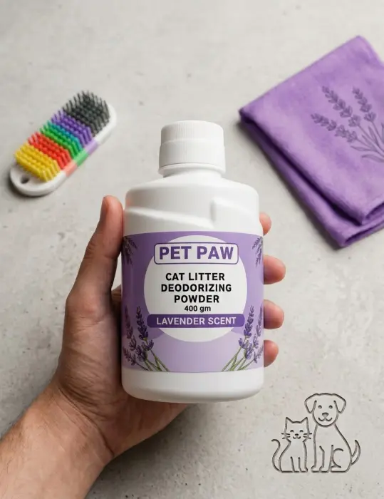 PET PAW -CATLITTER DEODOLOZING POWDER-LAVENDER SCENT-400G image 0