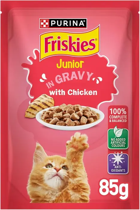 Purina Friskies Kitten Chicken Chunks in Gravy Wet Cat Food Pouch 85g image 0